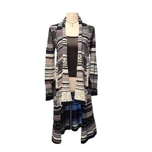 Free People Women's Size XS Fair Isle Waterfall Duster Cardigan Sweater Knitted